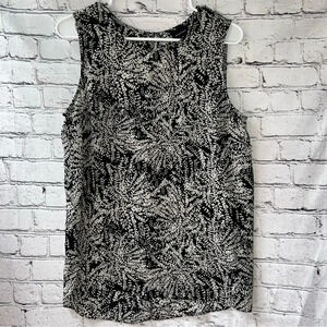 Who What Wear Black and Cream Print Sleeveless Blouse Size‎ Medium